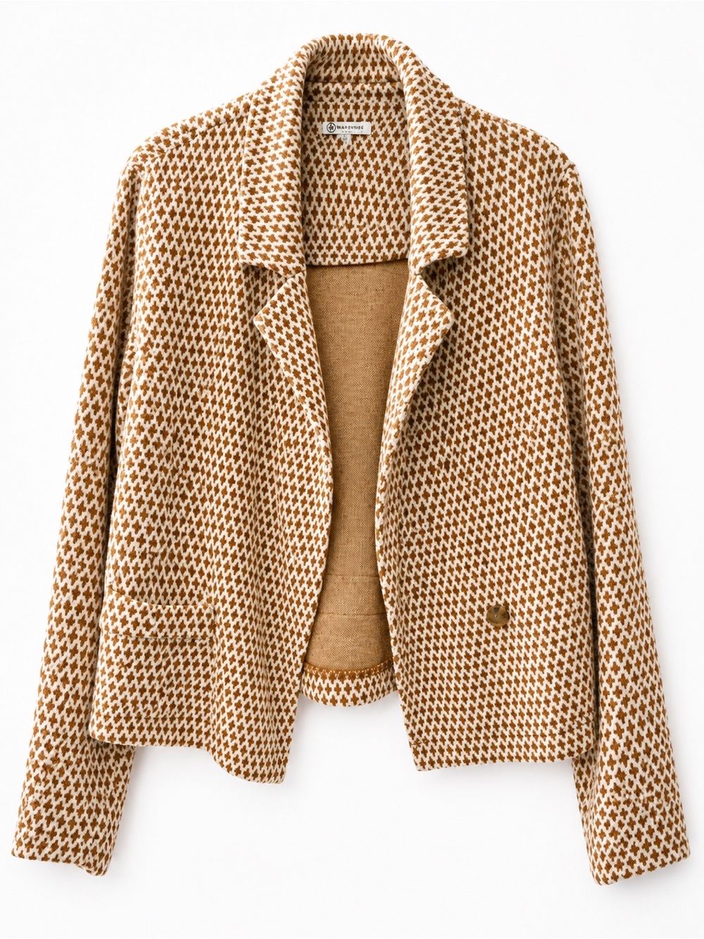 Versona Tan & Cream Knit Blazer Jacket